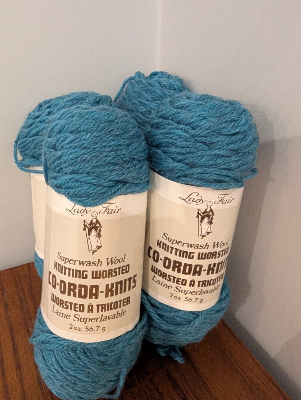 Lady Fair Superwash Wool yarn KNITTING WORSTED CO-ORDA-KNITS 2oz/56.7 g x 4 teal